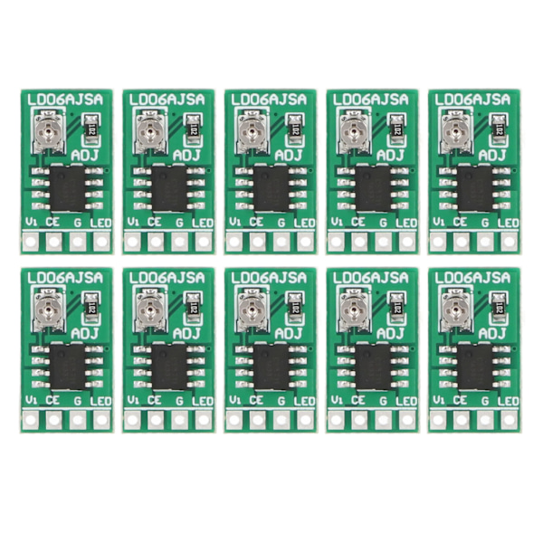 10 stk Konstant Strøm Justerbar Modul 30‑1500MA 3V 3.3V 3.7V 4.5V 5V 6V Strøm LED Driver DC 2.8‑6V