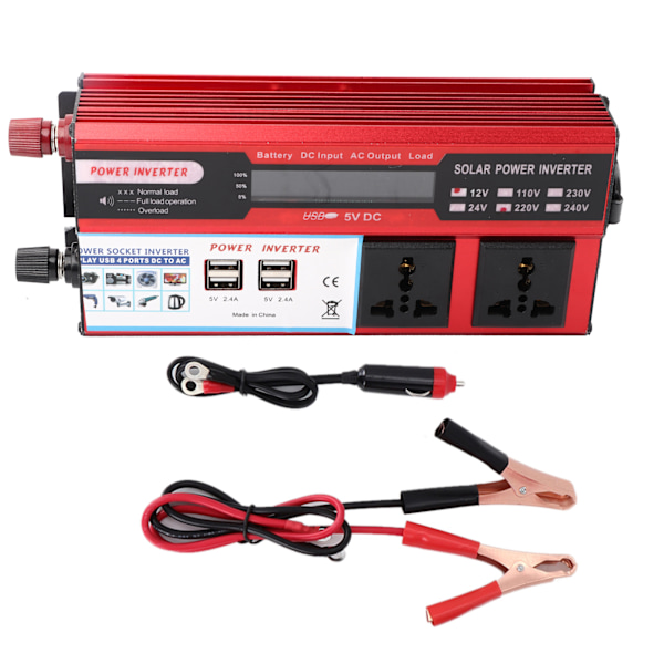 Auton 750W Aurinkoenergian Muunnin Digitaalinen Näyttö Puhelin 4 USB Lataus