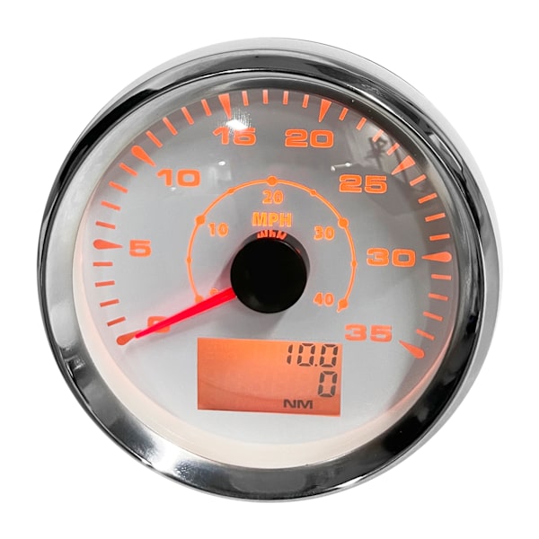 3‑3/8in GPS Speedometer 35Knots Hvidt Urværk Sølvramme til Bil Båd Yacht Motorcykel