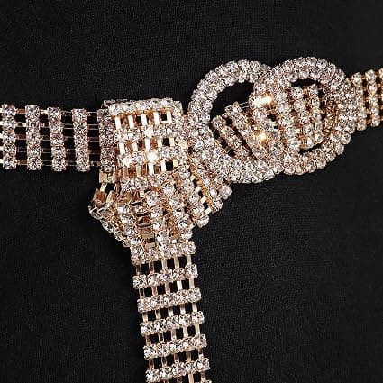 Krystalbælter til kvinder Rhinestone Taljebælte til kjole Spar