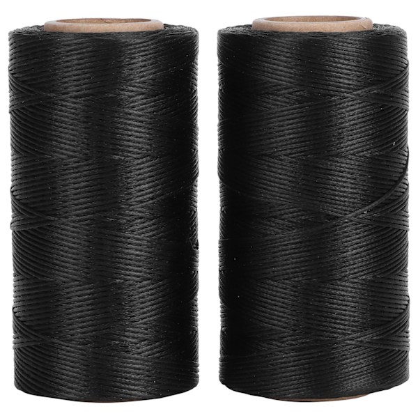 2 Rullar Vaxad Tråd Läder Sömnad Stygn Snöre Tillbehör DIY Hantverk Svart