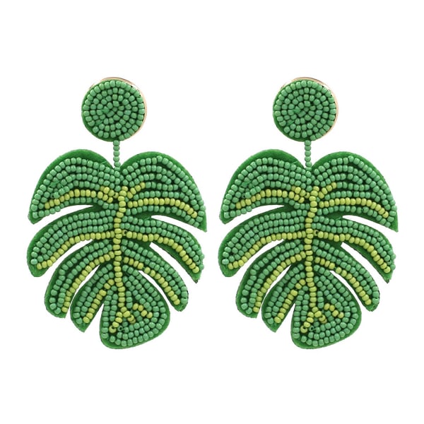 1 par grønne palmeblade tropiske plante Dangle perler øreringe,