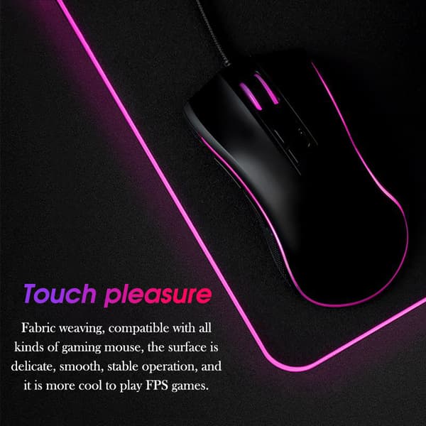 LED Lys Gaming Musematte, RGB Gaming Musematte med Minnefunksjon, Stor Musematte med Glatt Overflate og Vanntett Konstruksjon