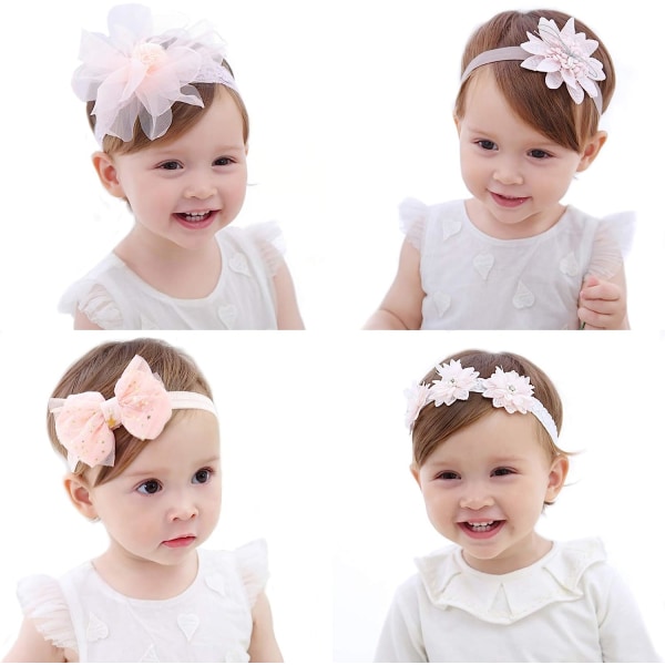 3 Pcs Baby Girl Headbands with Grosgrain Ribbon Faux Leathert Bo