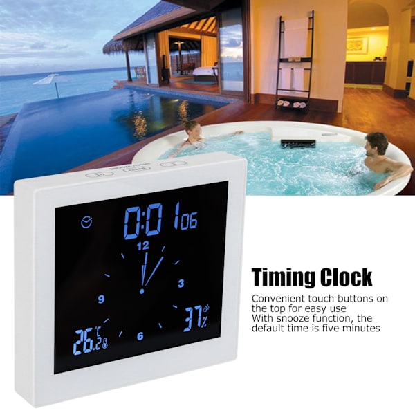 Digital Alarm Temperatur- og Luftfugtighedsskærm Ur Indendørs Bord Timer Multifunktionel til Husholdning Kontor Dekoration (Hvid TS-WP10-W)