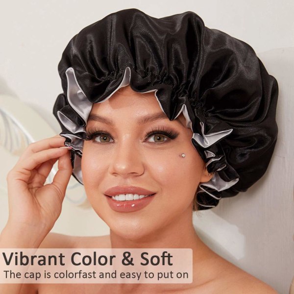Silkekappe til naturligt hår Bonnets til sorte kvinder, Satin Bonn