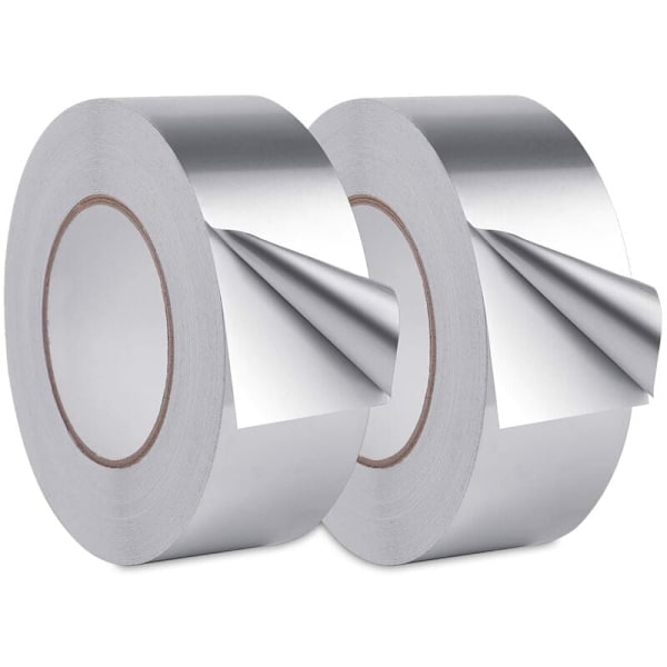 Aluminiumfolietejp, flexibel användning för kanalsystem & tätning, isolerande självhäftande metalltejper för kök, bilar och byggprojekt, silver (2\"