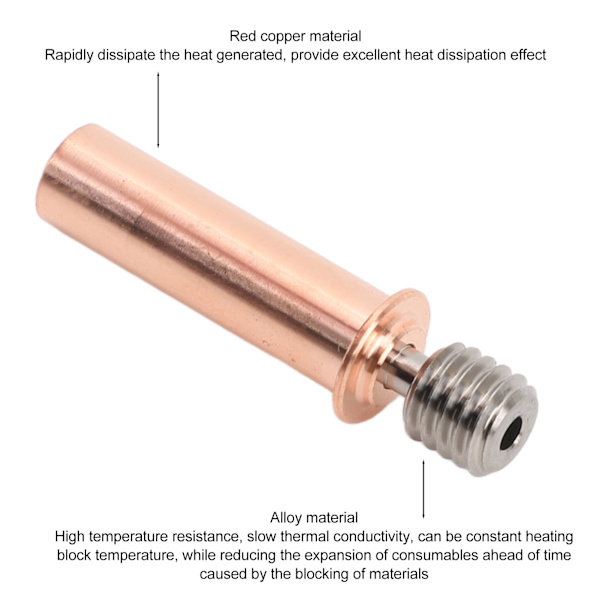 4st 3D-skrivare Värmebrytare Helt i Metall Professionell Kopparlegering Extruder Halsrör Ersättning för 3D-skrivartillbehör för CR6 SE