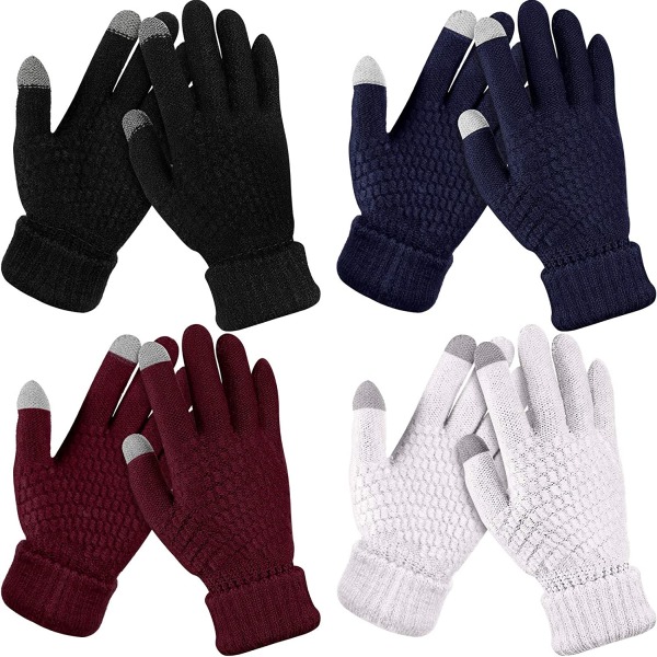 4 par dame vinter berøringsskjerm hansker varm fleece foret Kni