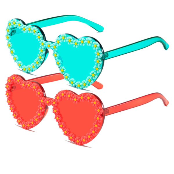 3 stk hjerteformede solbriller Kantløse hjerteformede solbriller