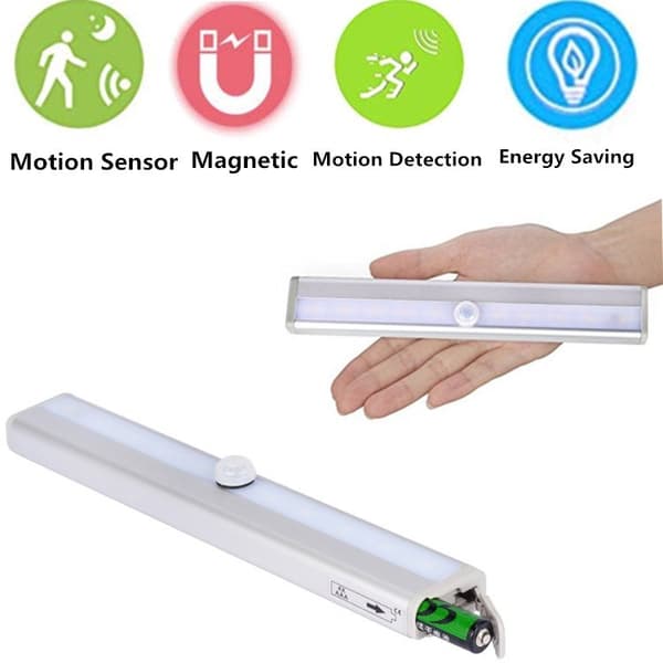 Bevegelsessensor skaplys, 10 LED bevegelsessensorlys, Stick Ba