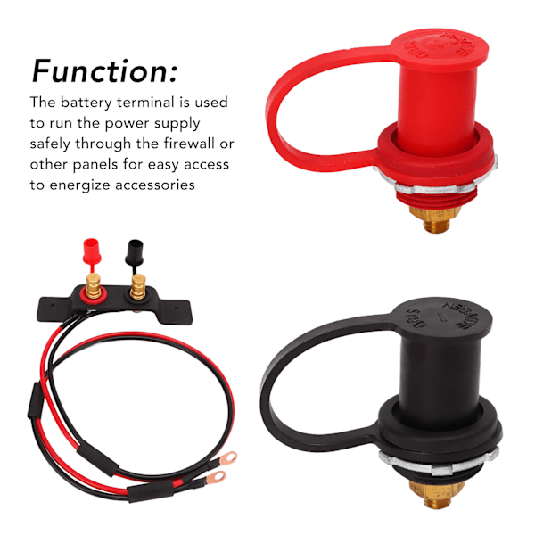 1 Par Batteripol Thru Panel 250A Rød Svart 3/8in Stud Batteri Binding Post for Bil Marine RV