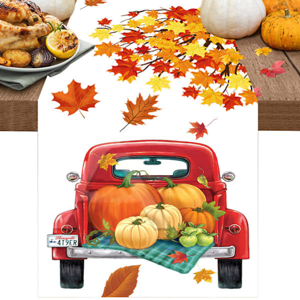 Höstdekorationer för hemmet, Höstlöv i lönnformat bordslöpare, Thanksgiving Vattenfärg Växt Gula Löv Hemköksdekoration, 13x72 tum Style 4