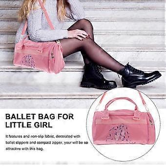 Balettväska för flickor, balettskor, dansväska med sidofack (Rosa)