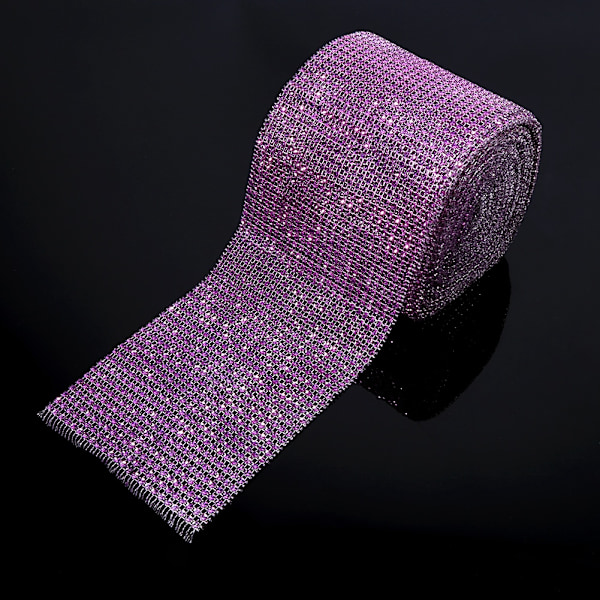 Diamant-Rhinestone Band Mesh Wrap Bröllopsfest Dekorationer Tillbehör (Lila)