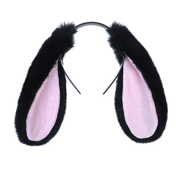 Bunny Ears Pannband Party Kostym Accessoarer Furry Ears Pannband black