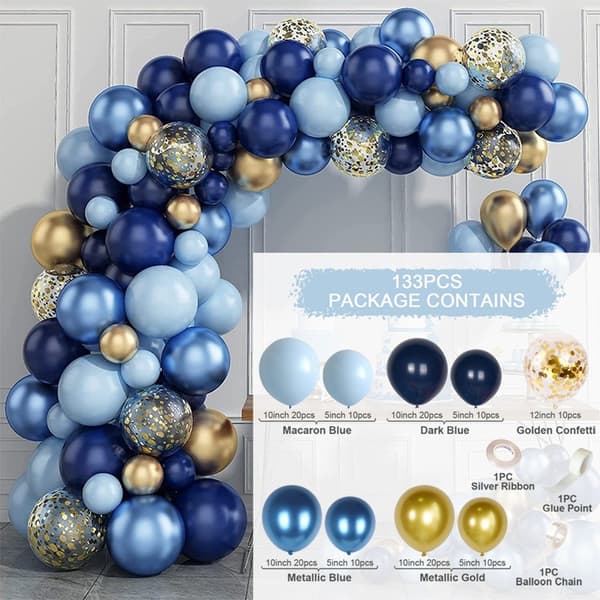 Kit Blå Ballongbåge Marinblå - 133 Blå Födelsedagsballongbåge