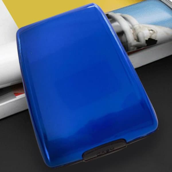 Plånbok Aluminium Plånbok Kreditkortsfodral RFID-skydd Dokumentförvaring Blå
