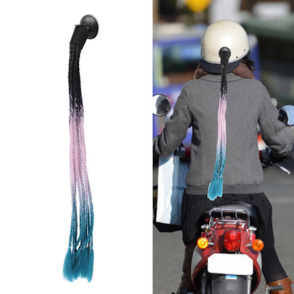 Hjelmfläta Dekoration Motorcykel Trendig Gradient Hjelm Dreadlocks Peruk Svart Rosa Blå Sjö