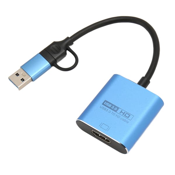 USB–HDMI-kaksoisnäyttöadapteri 4K@30Hz ja 1080P@60Hz -ulostulolla, yleiskäyttöinen grafiikka-adapteri Thunderbolt 3/4 Windows Mac OS X Chrome Android -laitteille