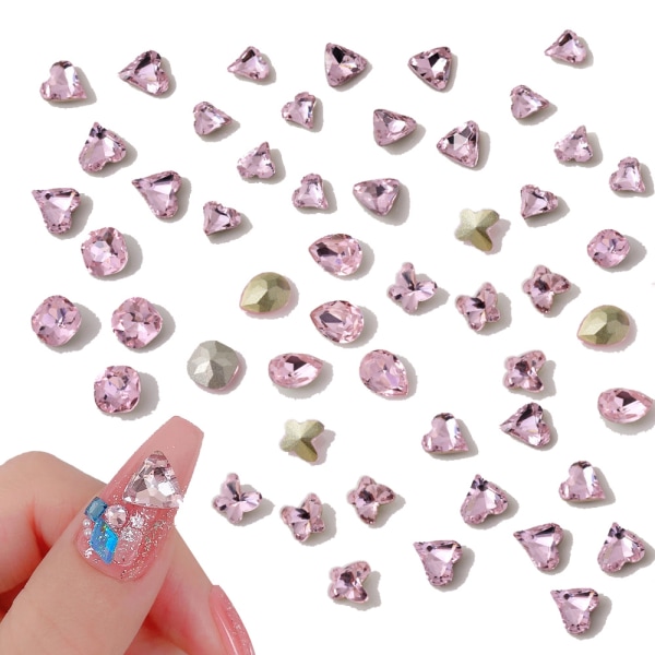 180 Stk FlatBack Crystals Mix Størrelser Multi Shapes Glas Crystal