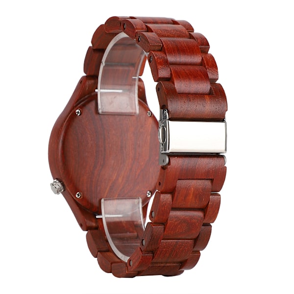 Fashionable Men Wooden Watch Round Dial Analog Display Quartz WristwatchesPaorosa