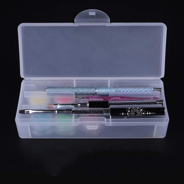 Double-Layer Storage Box for Nail Art Pens Nail Brush Container Case Manicure Nail Tools Storage Box