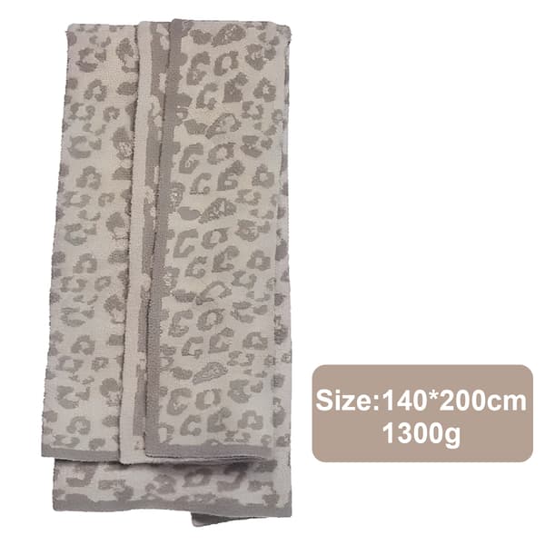Halv fløyelsullteppe strikket leopardmønstret teppe for barn fleecefôret strikket teppe barfot leopardmønstret teppe drømmeteppe
