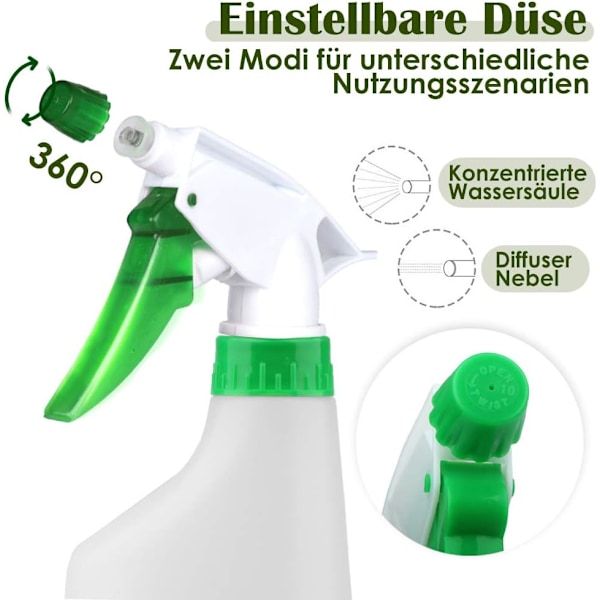 Justerbara munstycksflaskor, Premiumkvalitet 500ml Polypropen för växter, trädgård, hårvård (3 st)