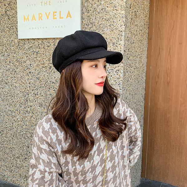 Dames Newsboy Cap Wolmix Retro Effen Kleur Meisjes Fashion G