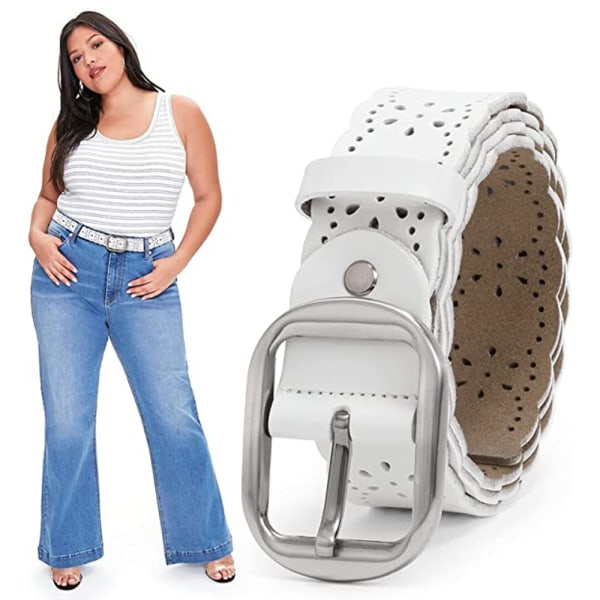 Kvinder hulblomster læderbælte til jeansbukser Bredt bælte til