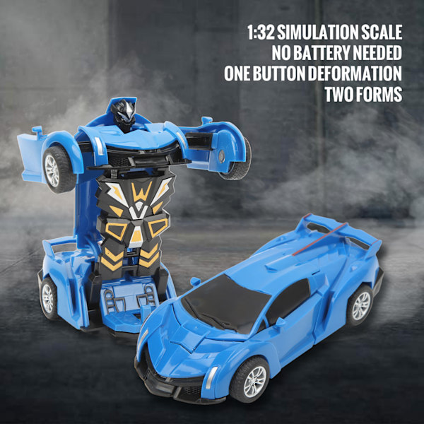 Bilrobotleksak för barn En knapp Deformerad Realistisk Säker Transformerad Deformation Bilrobot Blå