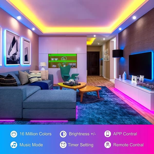 30M 24V LED Strip Light Kit, 44-tasters Infrarød Bluetooth RGB LED Strip Light 30M