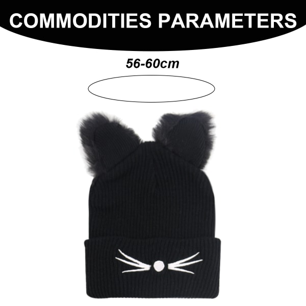 Beanie Damer - 2 Pom-ører Kabelstrik Winter Warm Fleece Hat - Ca