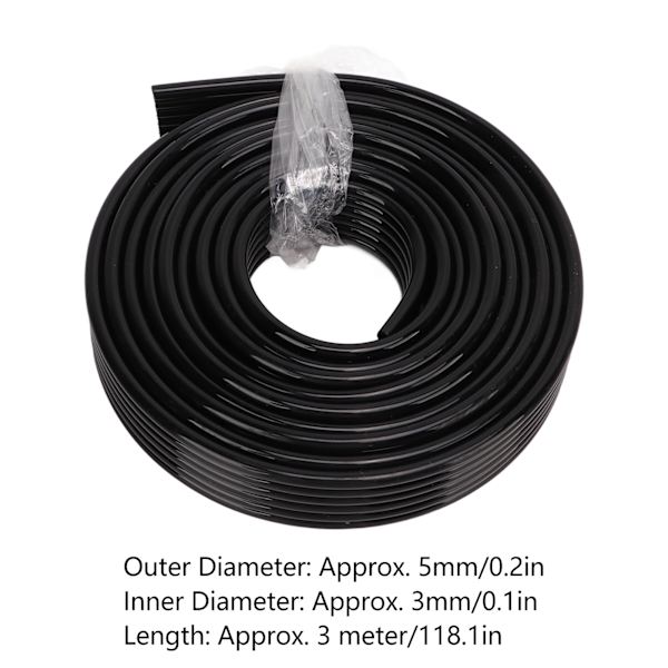 Bläckrör 6 Linjer OD 5mm ID 3mm 3 Meter Längd Flexibelt Bläckrör för Fotobläckstråleskrivare UV-skrivare Svart