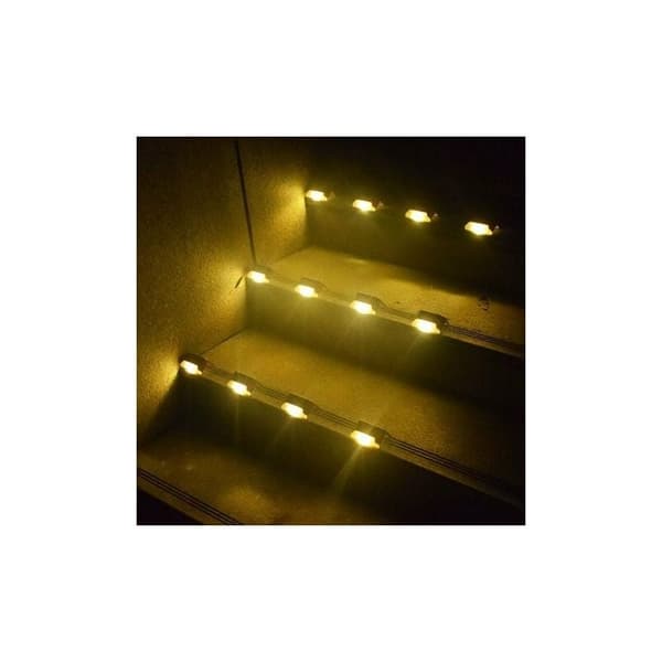 Solar Hegnslys, 4 Pak LED Solar Lamper med Farvesensor, Pool Dekorationslys, Trappelys, Havelamper (Sort Hus, Koldt Lys)