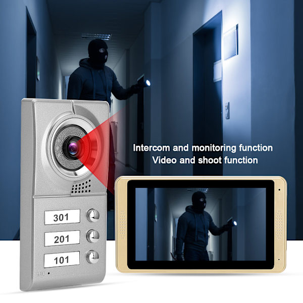 100-240V 7 tommer 720P WIFI Touchscreen Intercom med 3 skærme Dørklokke AU Stik