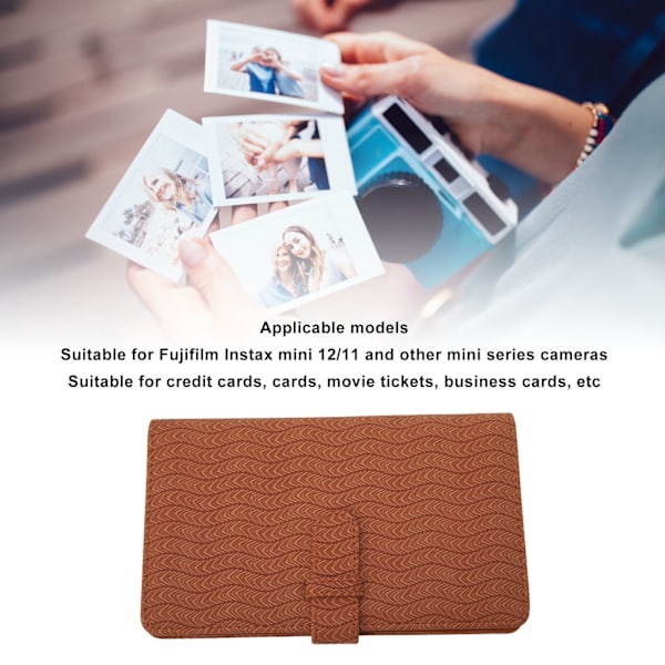96 Lommer Mini Fotoalbum PU Læder Fotoalbum Stor Kapacitet Billedopbevaring Klip Holder til Fuji Film Instax Mini 12 11 Kreditkort Film