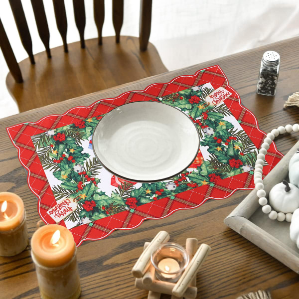 1. God Jul placemats, värmebeständiga köksunderlägg,