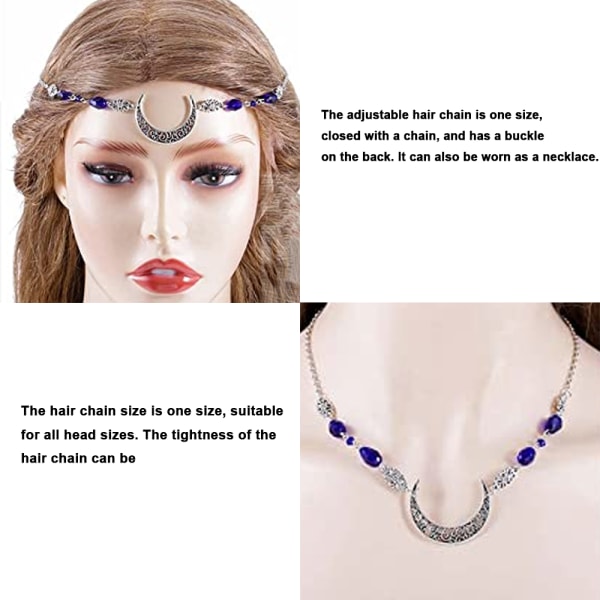 Crescent Moon Head Chain Vintage Crystal Headpieces -hiustarvikkeet