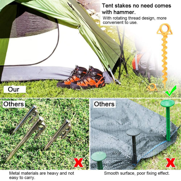 Spiralformet jordanker i plast - Perfekt til camping, fastgørelse