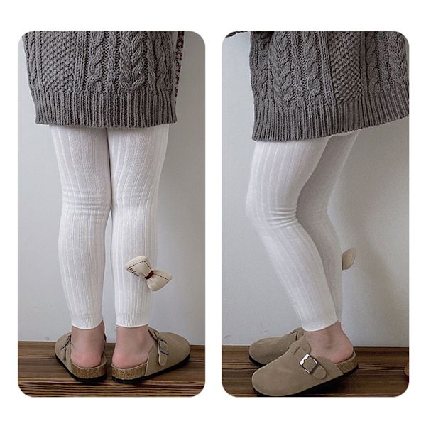 Flickleggings Varma Kammad Bomull Mjuka Bekväma Fotlösa Tights för Vardag Fest Resa Vit M; 54cm/21.3in Längd; för Längd
