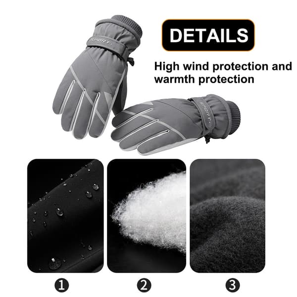Vinter Skihandsker til Kvinder, Vandtætte Touchscreen Anti-Slip Snowboardhandsker Dark grey