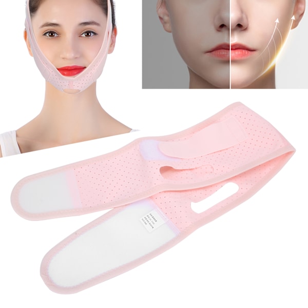 Elastiskt ansiktsformande bantningsbandage Andningsbart ansiktsstramande lyftband (Rosa)
