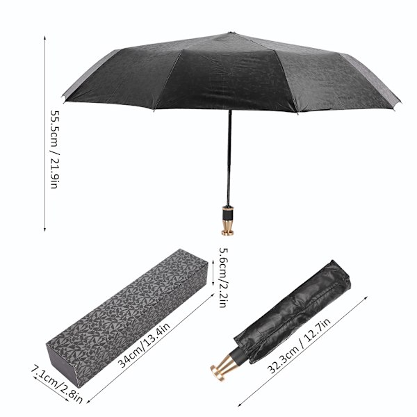 Sol- og Regnparasol Vandafvisende Automatisk Åben Lukning Anti-UV 10 Ribber Kompakt Foldbar UPF50+
