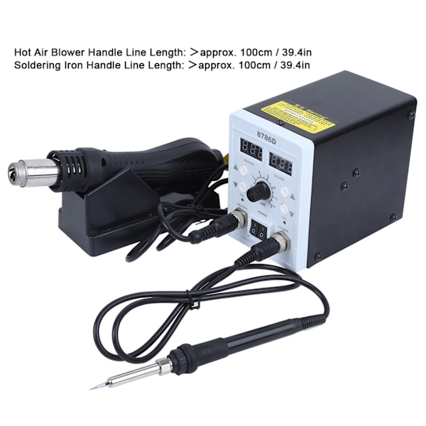 Varmeluft-lodde-station 2-i-1 Digital Display Induktionsswitch Håndtag (EU-stik 220V)