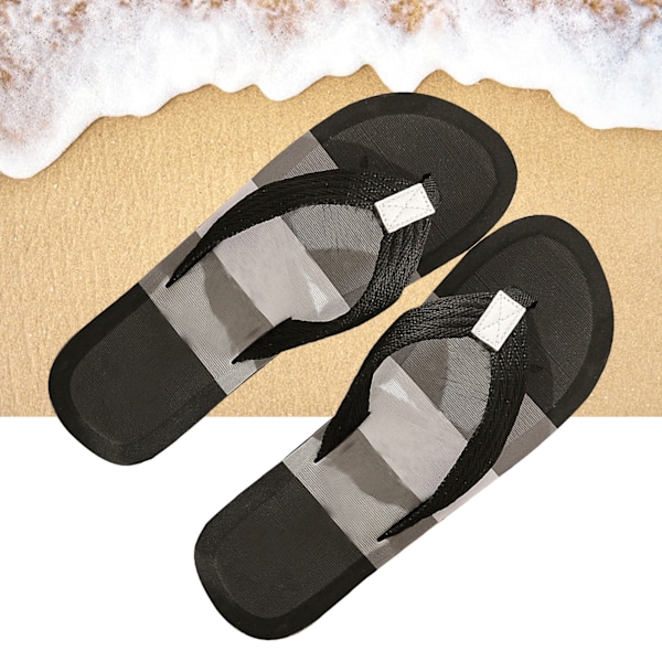 Mænds Flip Flops Hurtigtørrende Åndbar Skridsikker Blød EVA Ergonomisk Strand Thong Sandaler Sort 41