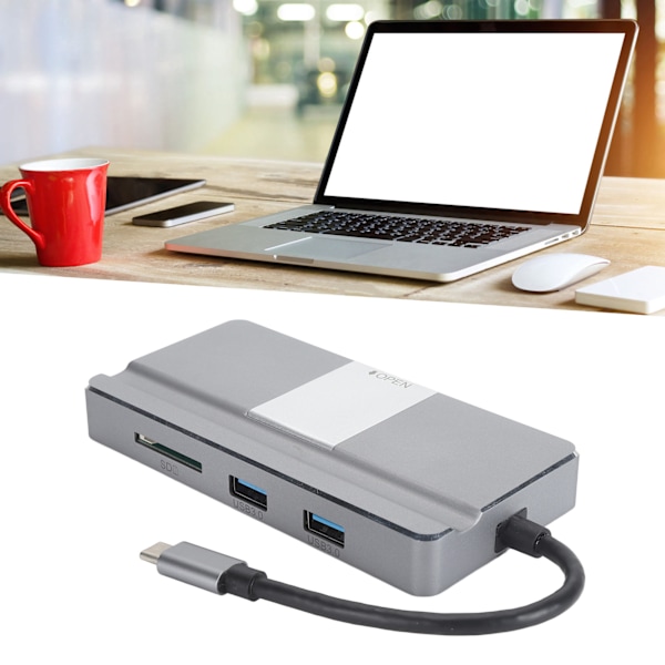 8-i-1 USB C Hub Typ C till 4K HD Multimedia Interface RJ45 USB3.0 USB2.0 PD Lagringskortplats MicroStorage-kortplats USB C Hub-adapter