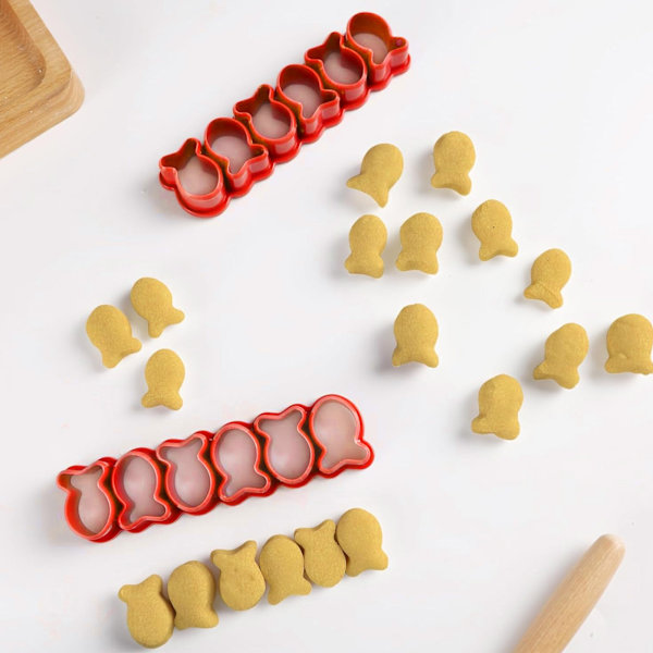 Guldfisk Kex Form Mini Plast Återanvändbar för Bakning Kakor Liten Fiskformad Orange