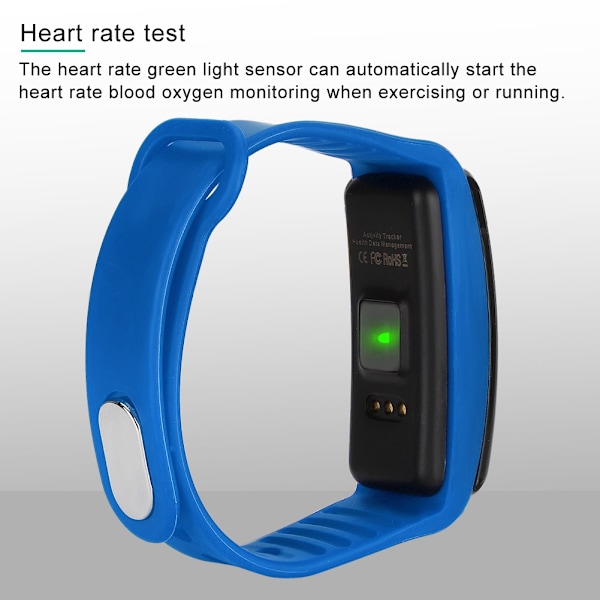 Hjertefrekvens Blodtryksmåler IP67 Vandafvisende Intelligent Ur Smart Armbånd (Blå)